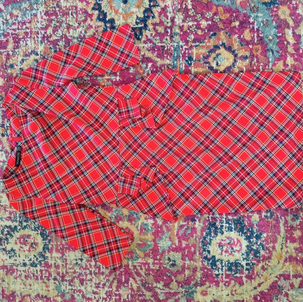 Red tartan plaid party dress size 10
